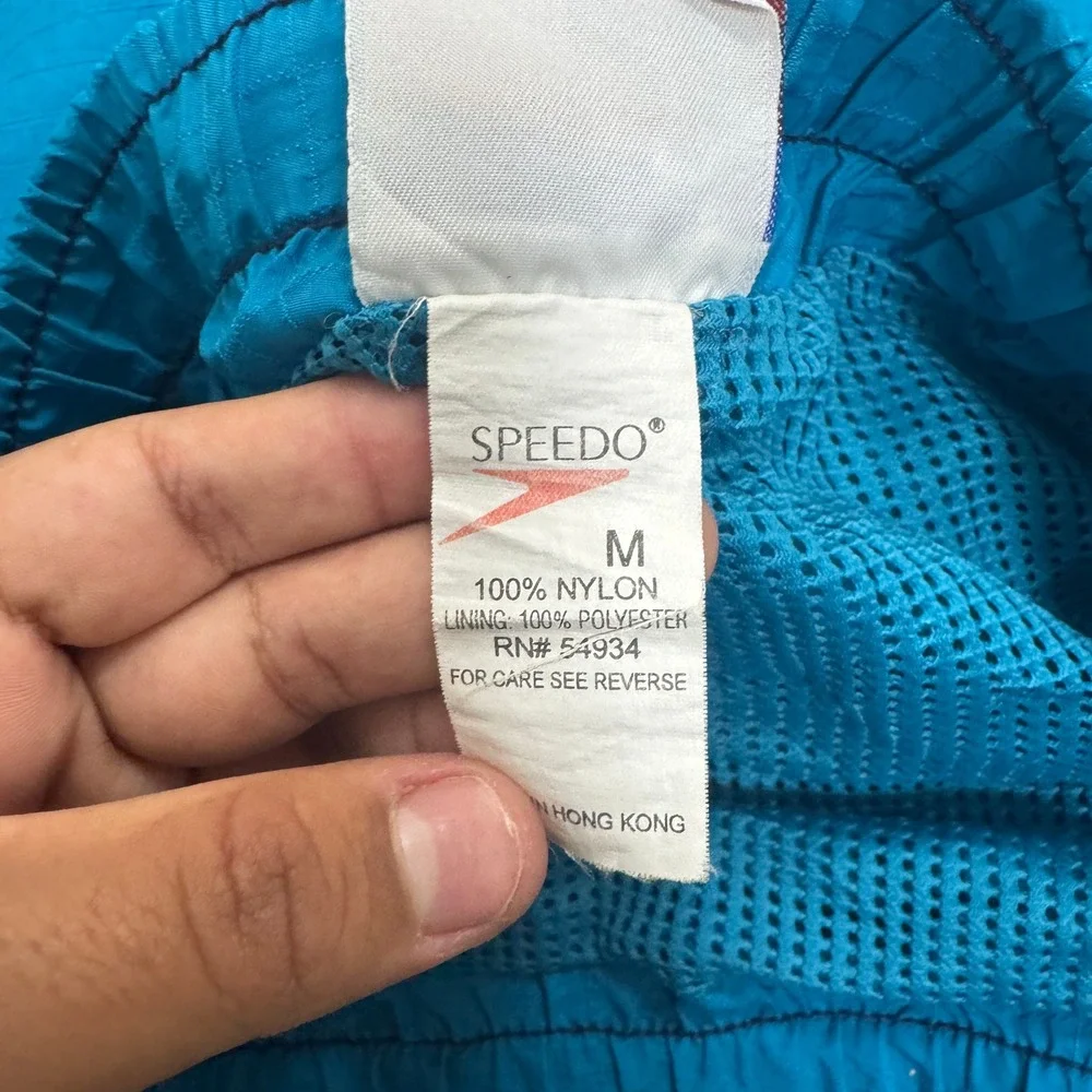 Speedo Mens Vintage Ripstop Nylon Swim Trunks Teal Blue Mesh Lined Size M 5611